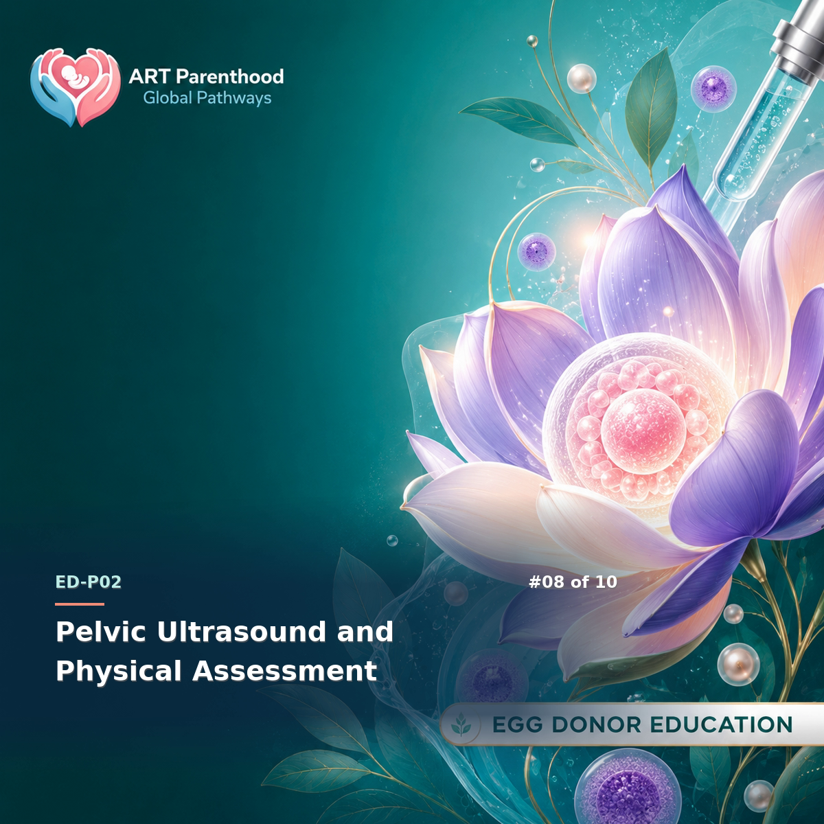 Egg Donors education card for ED-LP02-08: Pelvic Ultrasound and Physical Assessment.