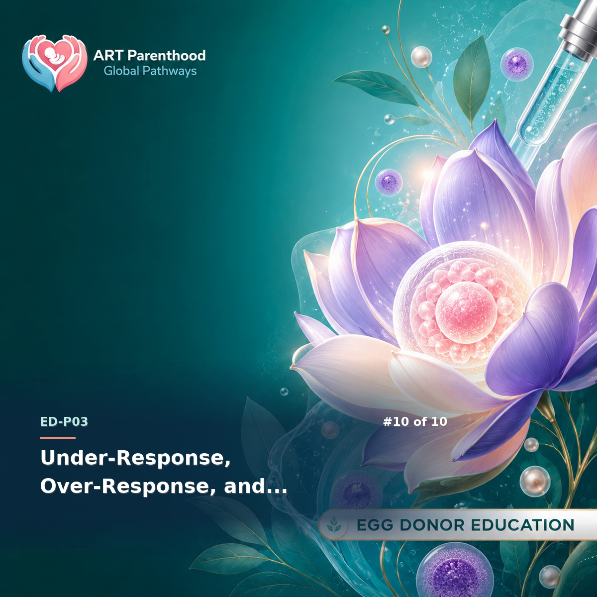 Egg Donors education card for ED-LP03-10: Under-Response, Over-Response, and Cancellation.