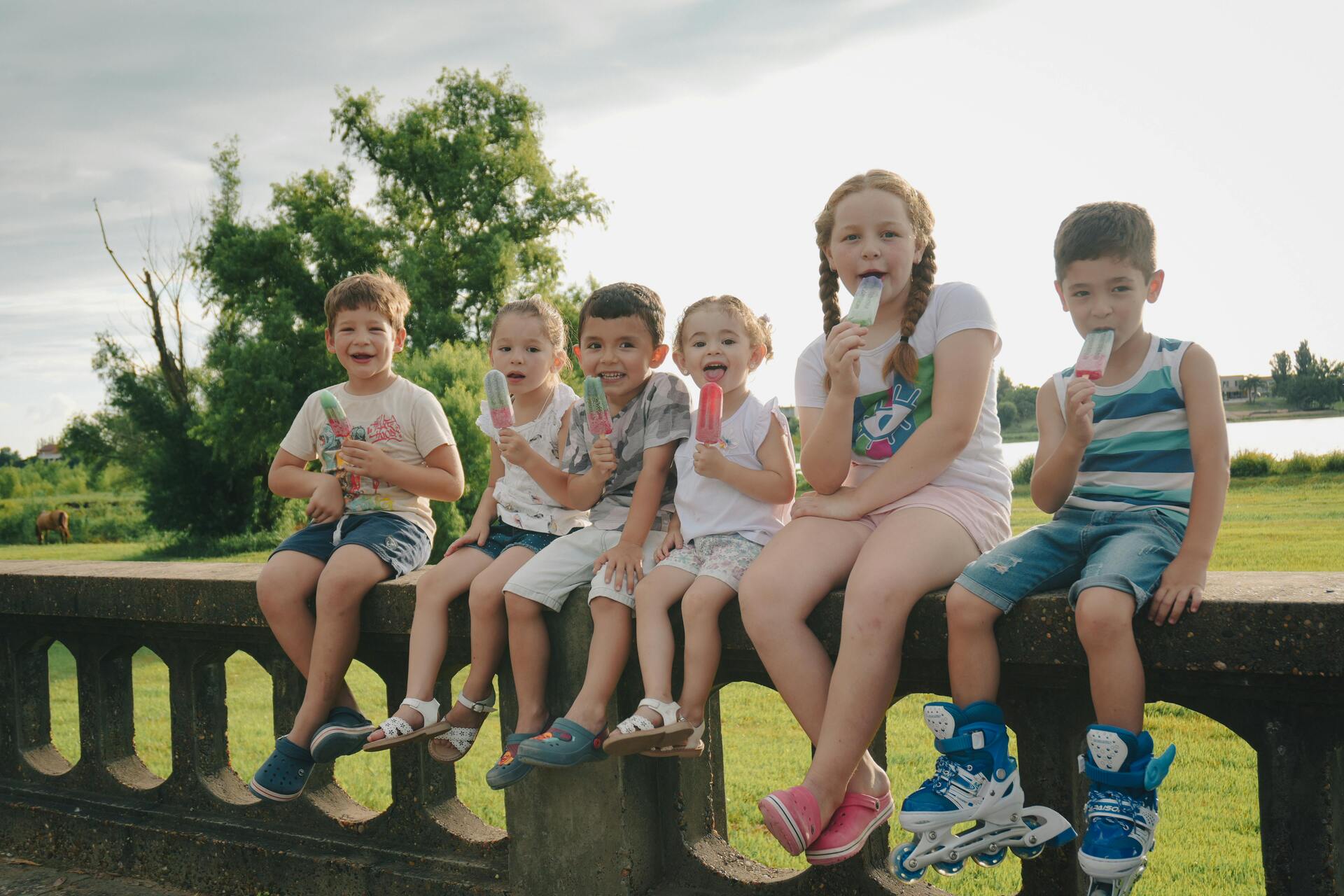 Children enjoying a bright outdoor day
